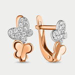 Серьги детские с фианитами из розового золота 585 пробы (арт. РС3217)