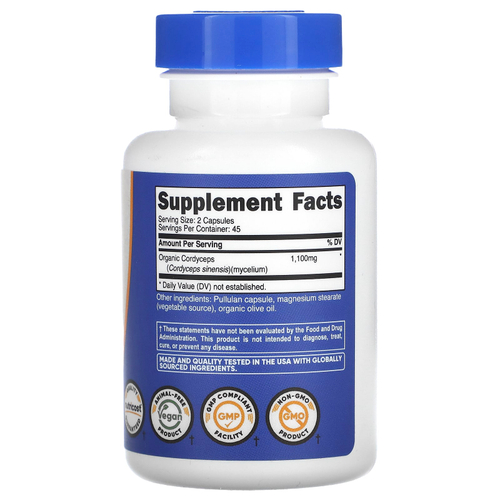 Nutricost, Кордицепс, 90 капсул (550 мг в 1 капсуле)