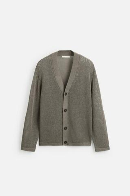 ZARA КАРДИГАН АЖУРНОЙ ВЯЗКИ, СЕРОВАТО-КОРИЧНЕВЫЙ