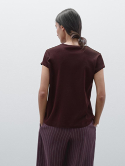 Massimo Dutti Хлопковая футболка, гранатовый