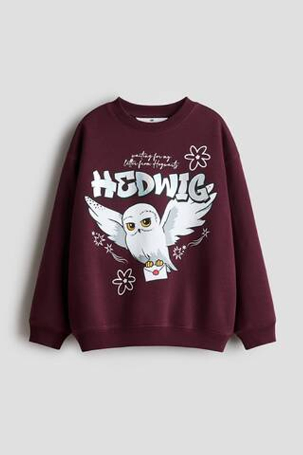 H&M Толстовка оверсайз с принтом, бордовый