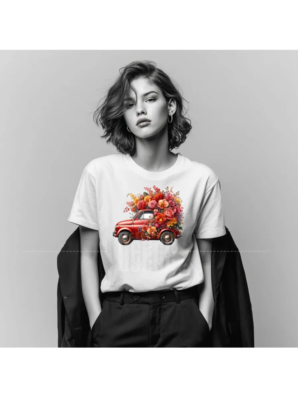 Термонаклейка на одежду, термопринт АвтоЦветы