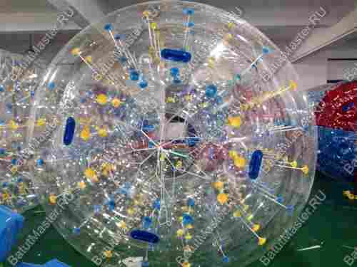Аттракцион Водный роллер (Гидророллер) "Прозрачный с желто-синими держателями" ПВХ, 2.6*2.2*2.2 м