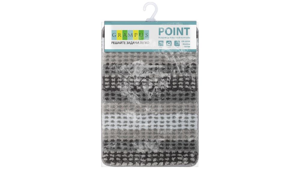 POINT Коврик для ванной 1-ый серый (40х60см) GR-5201K