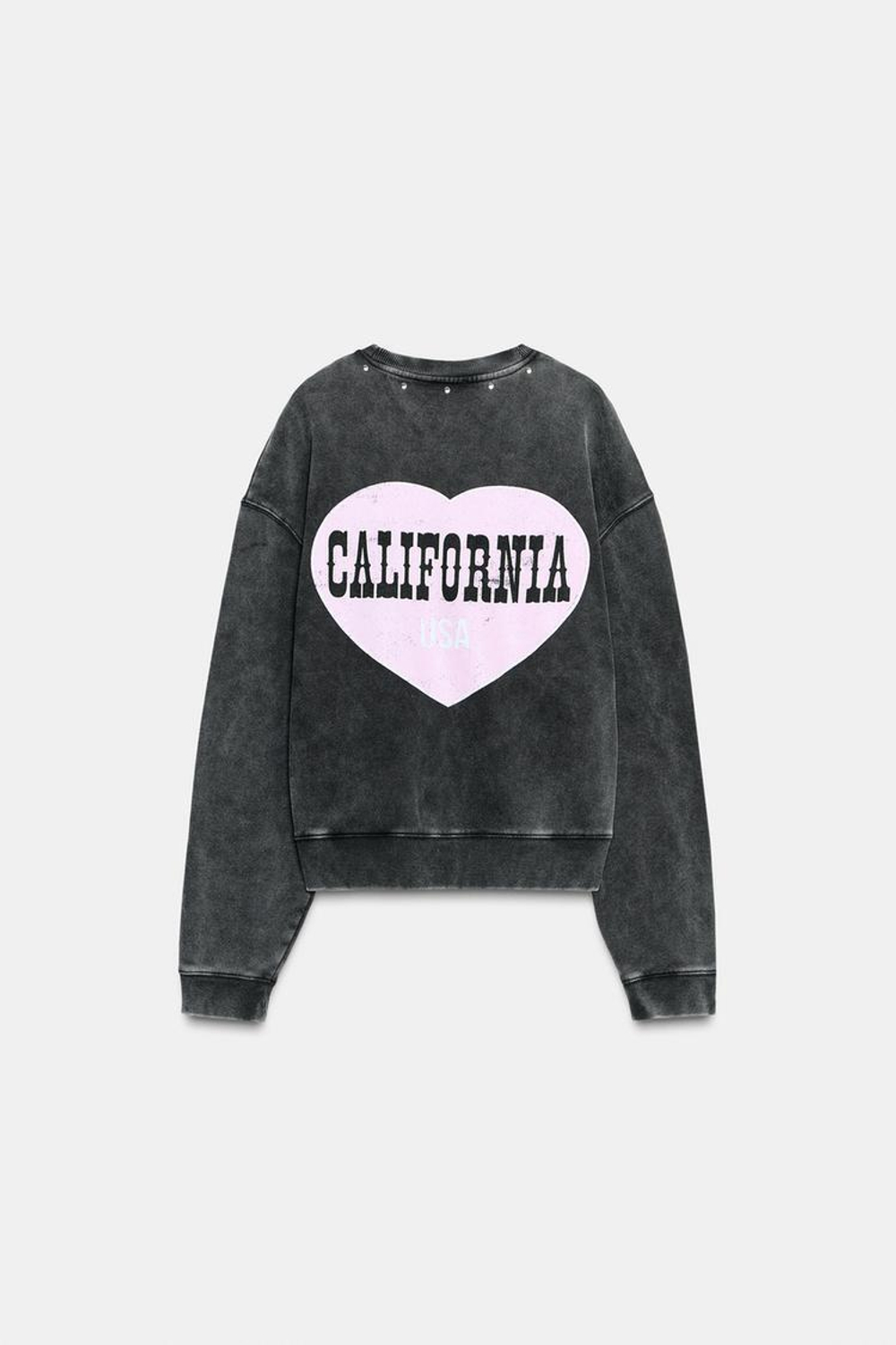 ZARA ТОЛСТОВКА С ЭФФЕКТОМ ПОТЕРТОСТИ И НАДПИСЬЮ, АНТРАЦИТОВО-СЕРЫЙ