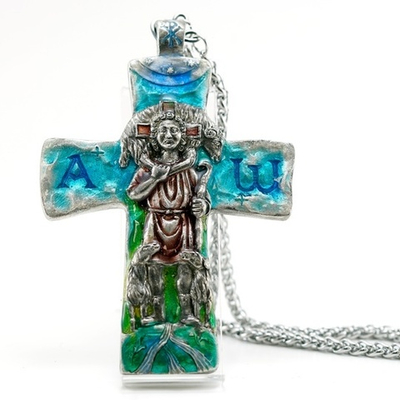 Крест священника “Пастырь Добрый” (эмаль)