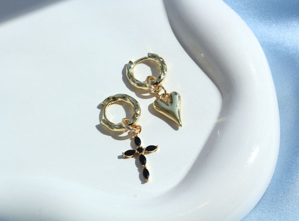 Серьги трансформеры Black Heart