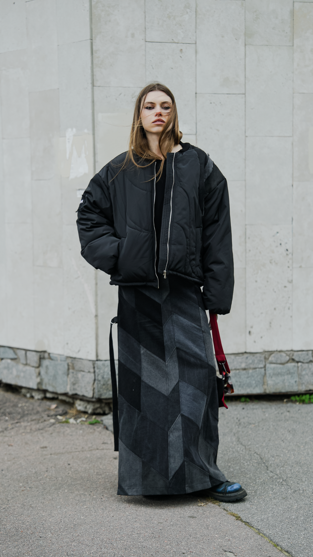 Лоскутная юбка в пол, чёрная