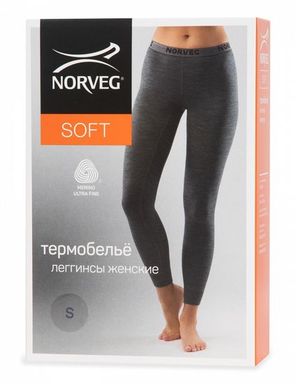 Термобелье женское легинсы Norveg Soft  полная длина 15SWL003RU-014 , серый меланж