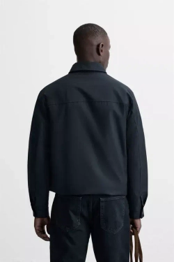 ZARA СТЕГАНАЯ КУРТКА-РУБАШКА REGULAR FIT, МОРСКОЙ СИНИЙ