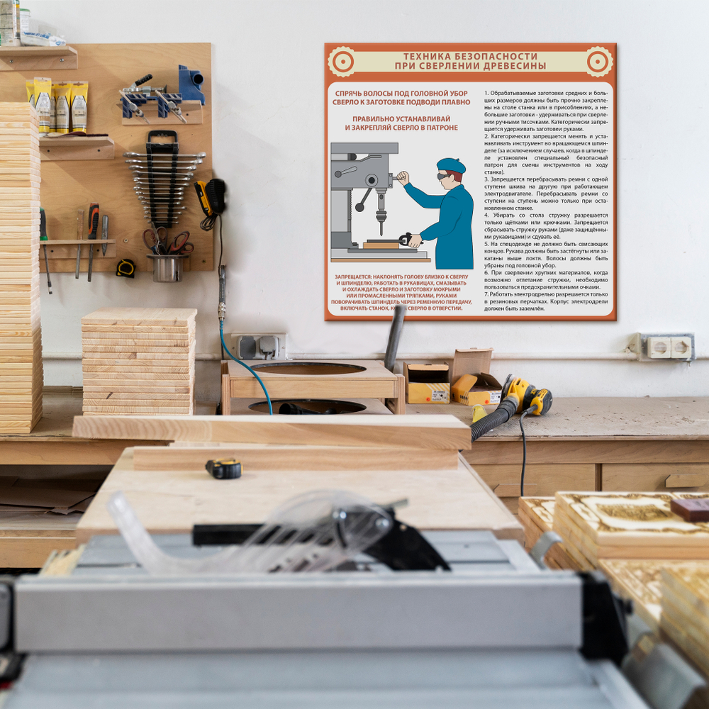 Стенд Техника безопасности при сверлении древесины 150000840