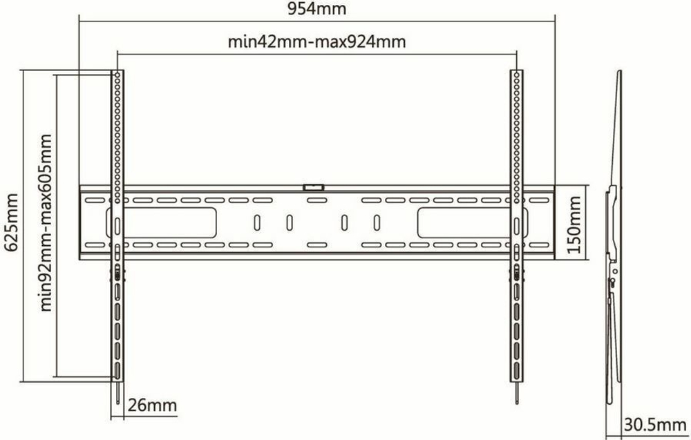 Кронштейн для телевизора Ultramounts (UM 815F) черный 60"-100" макс.75кг настенный фиксированный