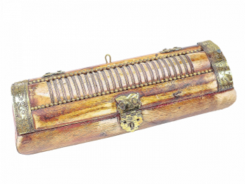 Шкатулка с инкрустацией кость латунь 15x5x4,5 см 462448