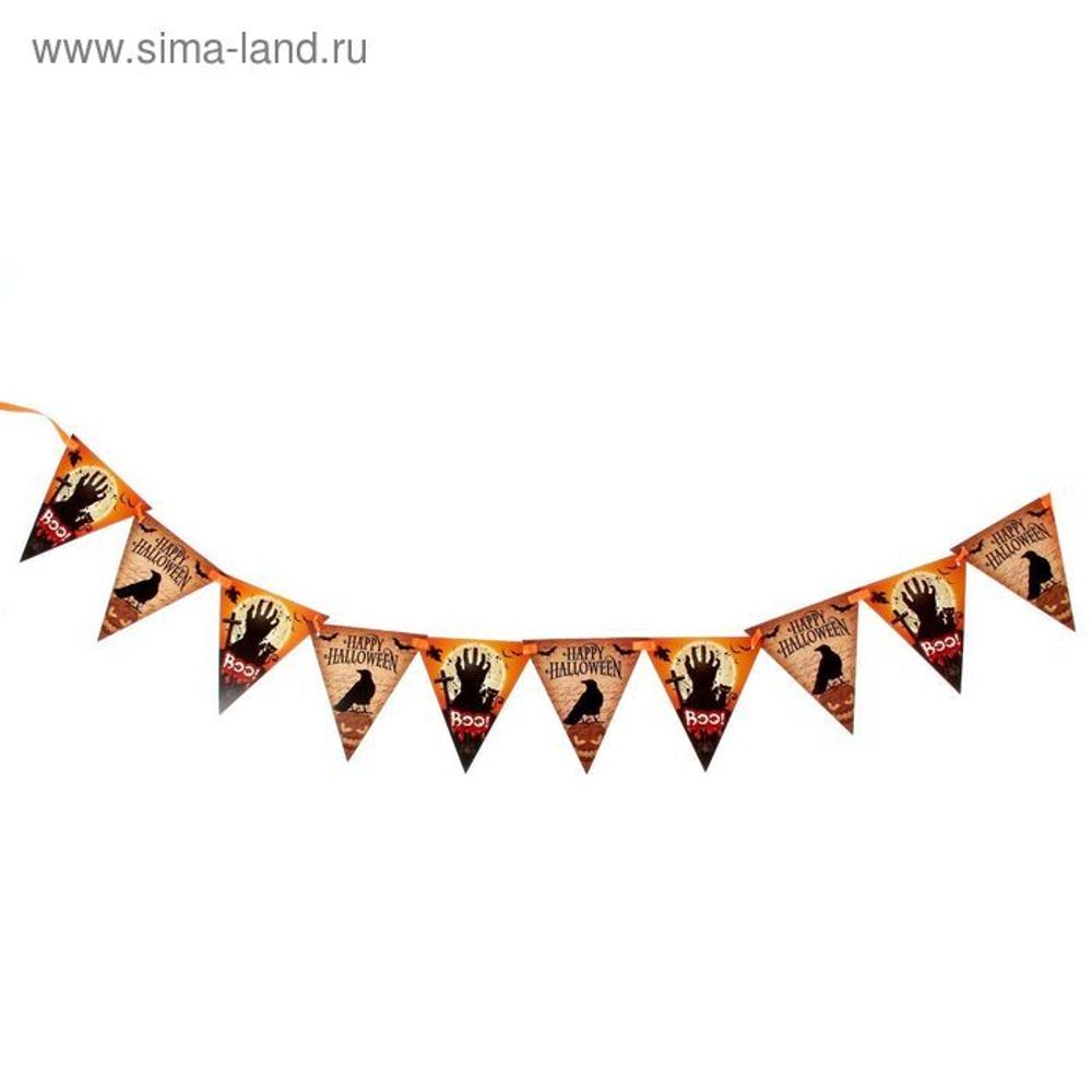Гирлянда на ленте &quot;Happy Halloween&quot; (флажки), дл. 170 см