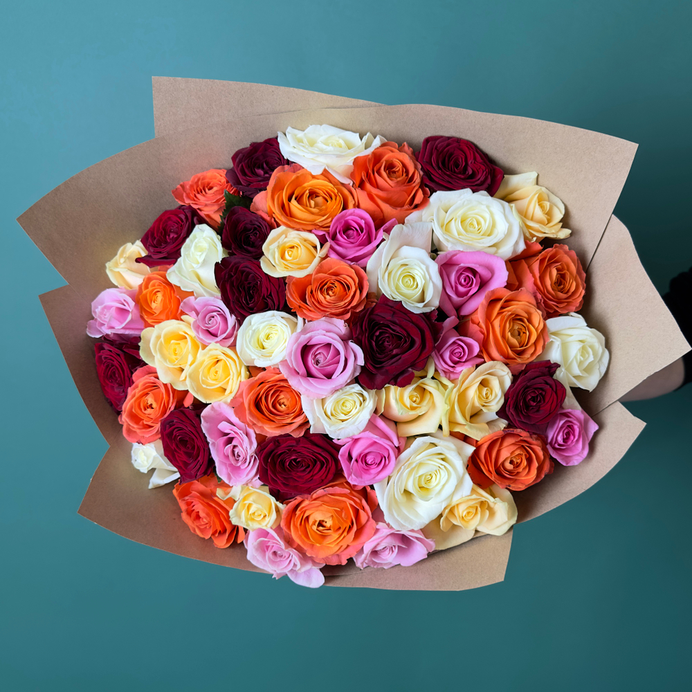 Flower bouquet of 51 Russian roses mix