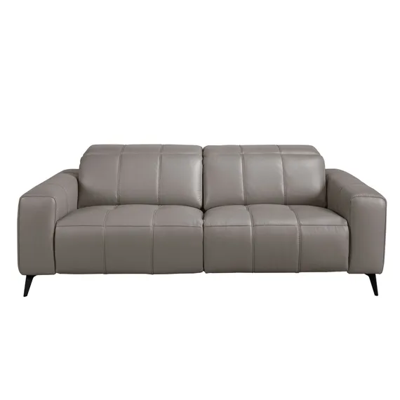 3-местный диван с реклайнером из серой кожи модель 6210