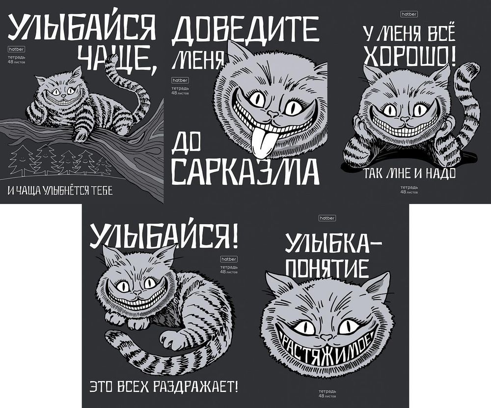Тетрадь А5ф 48л клетка на скобе, ассорти &quot;Улыбайся!&quot; (Хатбер)