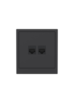 Розетка компьютерная 2-м KANT RJ45 кат.5E без шторки черн. уголь DKC 7012664