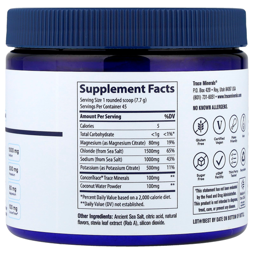 Trace, ZEROLyte в порошке, соленый цитрус, 346 г (12,2 унции)