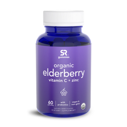 Sports Research, Бузина + пробиотики, Organic Elderberry + Vitamin C + Zinc, 60 жевательных таблеток
