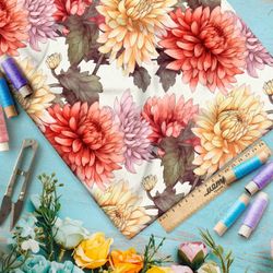 Ткань премиум интерлок золотая хризантема