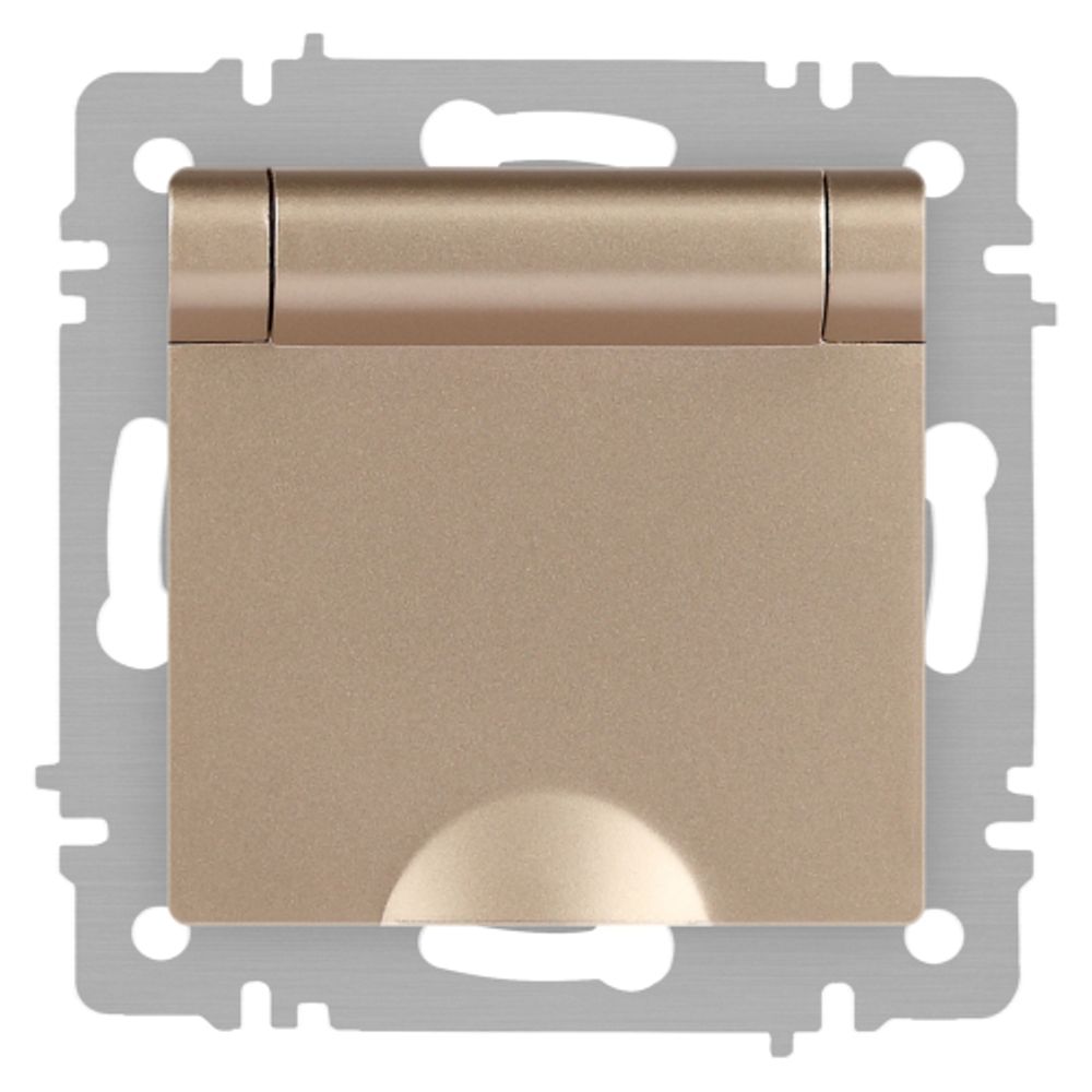 Розетка Intro Accent 6-203-04 2P+E Schuko с крышкой 16А-250В IP20 СУ AL/CU шампань