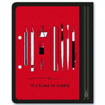 Папка для канц. принадлежностей А5 1 отд. на молнии "Канцелярия на красном" пластик, УФ печать