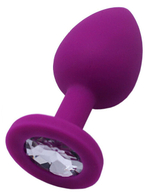 Маленькая фиолетовая пробка с прозрачным кристаллом (Цвет: фиолетовый с прозрачным)