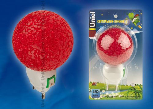 DTL-309-Шар/RED/1LED/0,1W Светильник-ночник. Выключатель на корпусе. Блистер