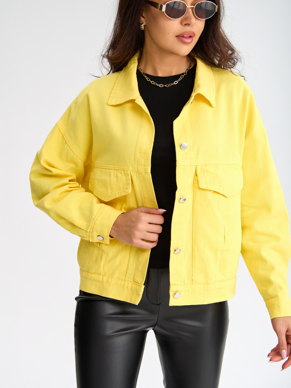 Джинсовая куртка женская жёлтая