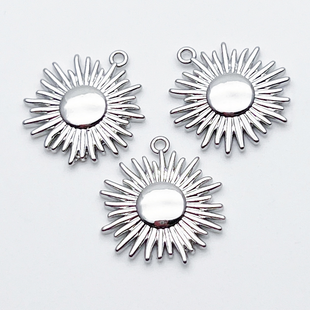 Подвеска Солнце, цвет серебро (родий), размер 16*14 мм, цена за 1 шт