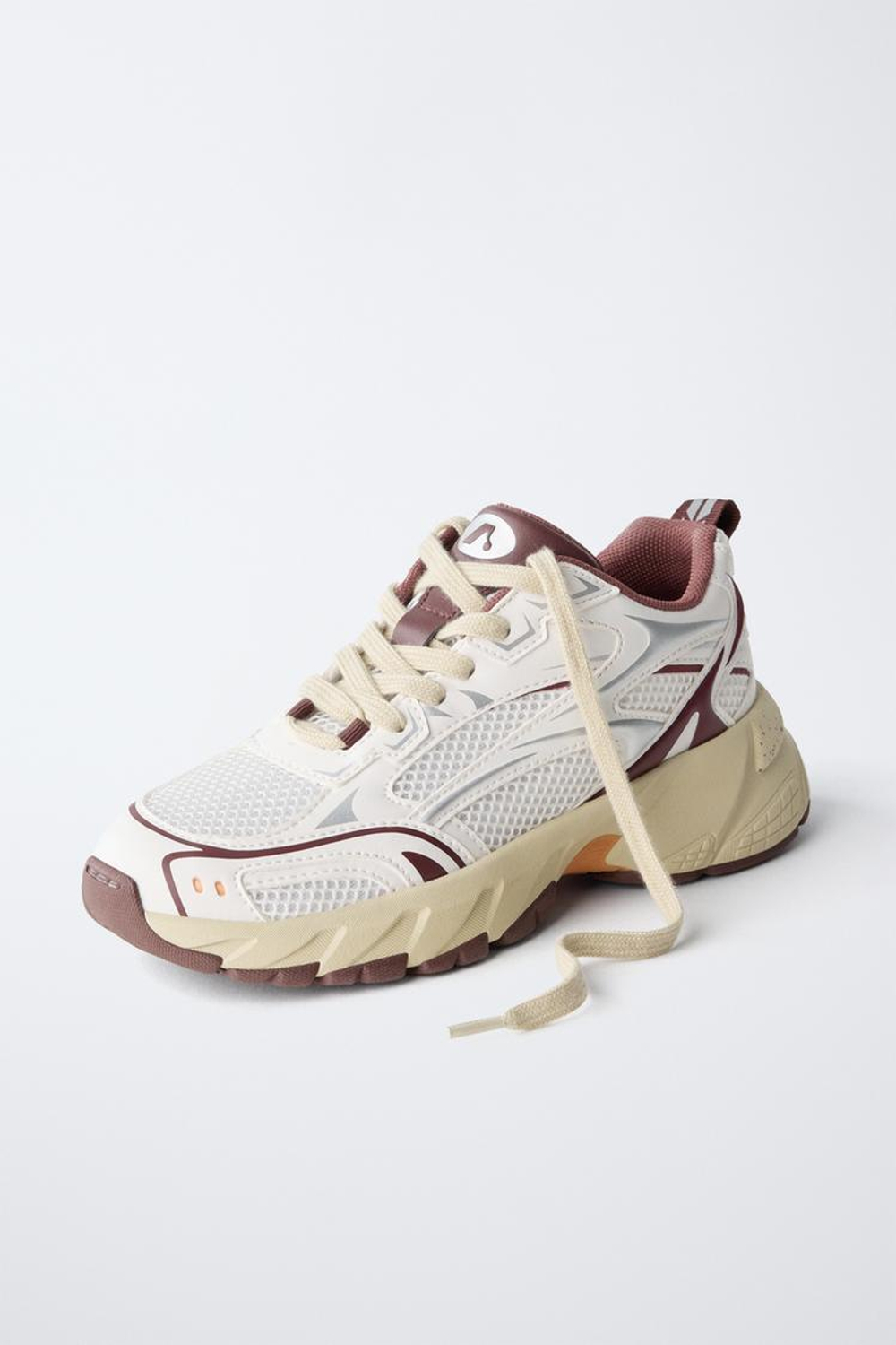 ZARA СПОРТИВНЫЕ КРОССОВКИ С СЕТЧАТЫМИ ДЕТАЛЯМИ, ГРАНАТОВЫЙ