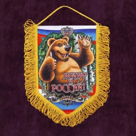 Вымпел автомобильный Живу в России! 15*22 см