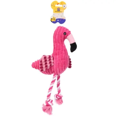 Игрушка для собак средних и малых пород «ЗООГРАД», фламинго с канатами, с пищалкой, 35*17см (лейбл)