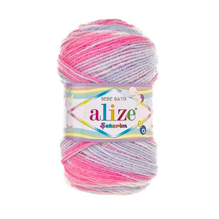 Секерим бэби (Sekerim bebe) пряжа Alize 100%акрил 5х100г/320м (7253 белый-голубой-розовый)