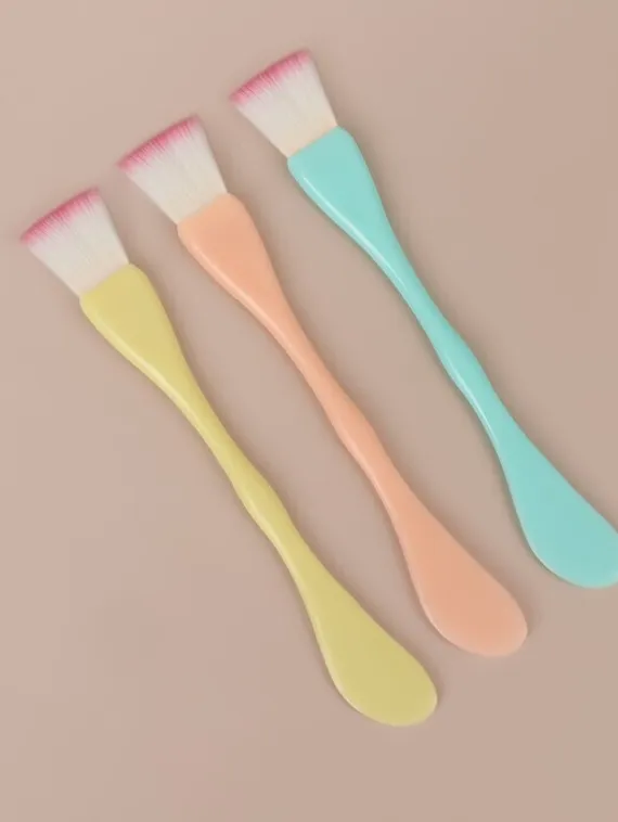 Кисть для масок, двусторонняя, с лопаткой, 15,5 см, цвет МИКС