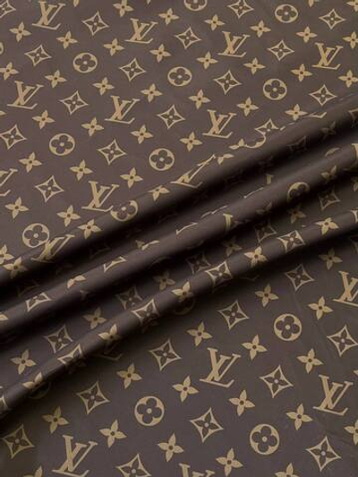 Курточно-плащевая ткань нейлон Louis Vuitton waterproof коричневая с лого