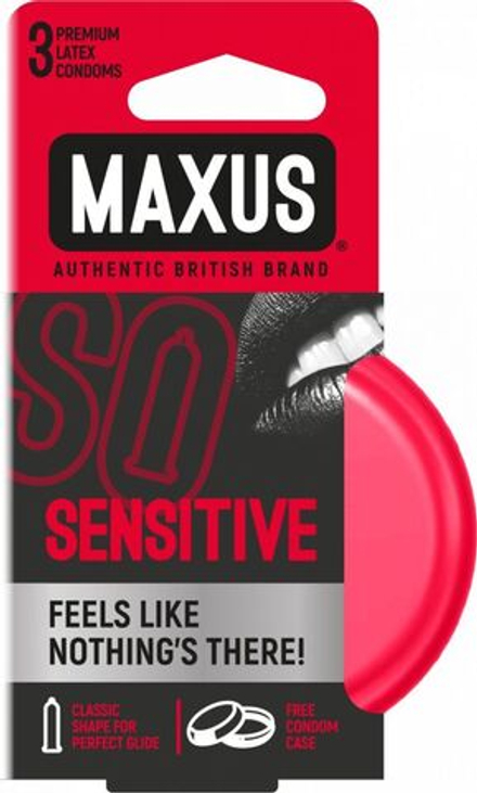 Ультратонкие презервативы в железном кейсе MAXUS Sensitive - 3 шт.