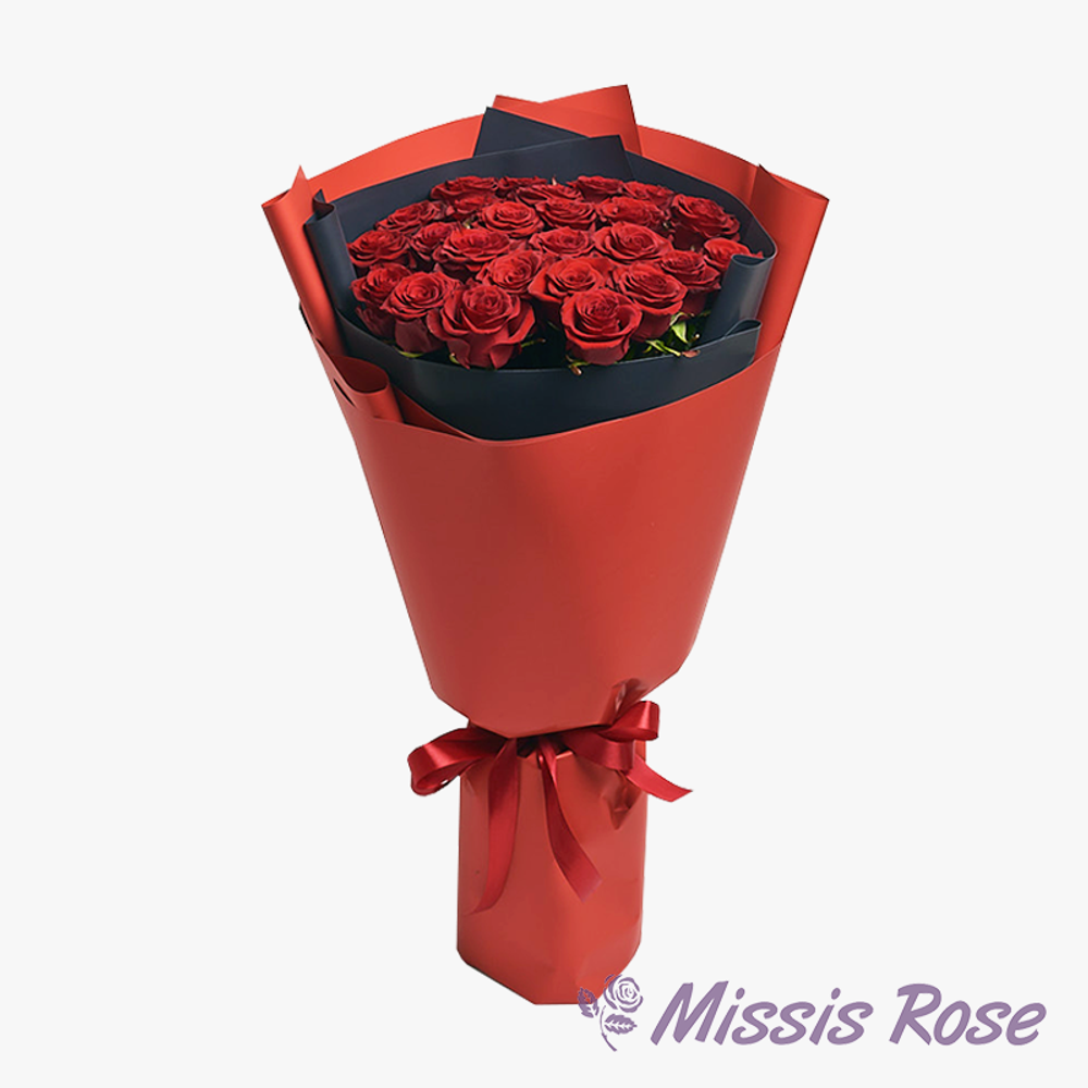 Букет 25 Красных роз "Пламя Чувств"