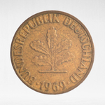 Germany, 5 Pfennigs, 1969, (Stuttgart Mint - "F"), VF