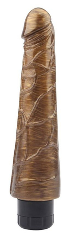 Золотистый вибратор-реалистик Johnny Boner - 23 см. (Цвет: золотистый)