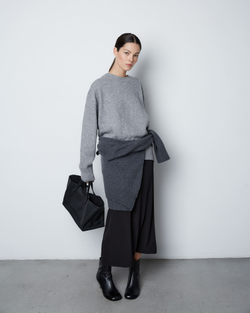 Джемпер из смесового кашемира с круглым вырезом светло-серый