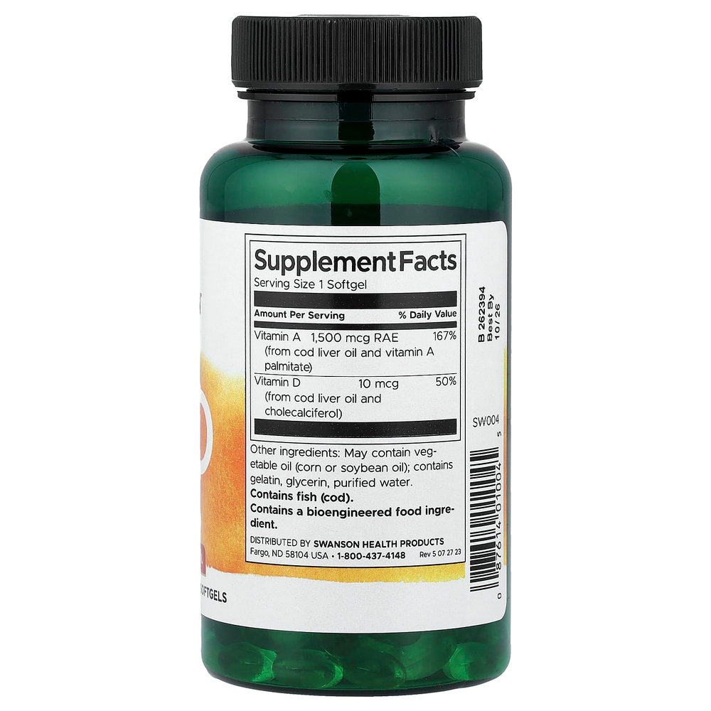 Swanson, витамины A и D, 250 мягких таблеток