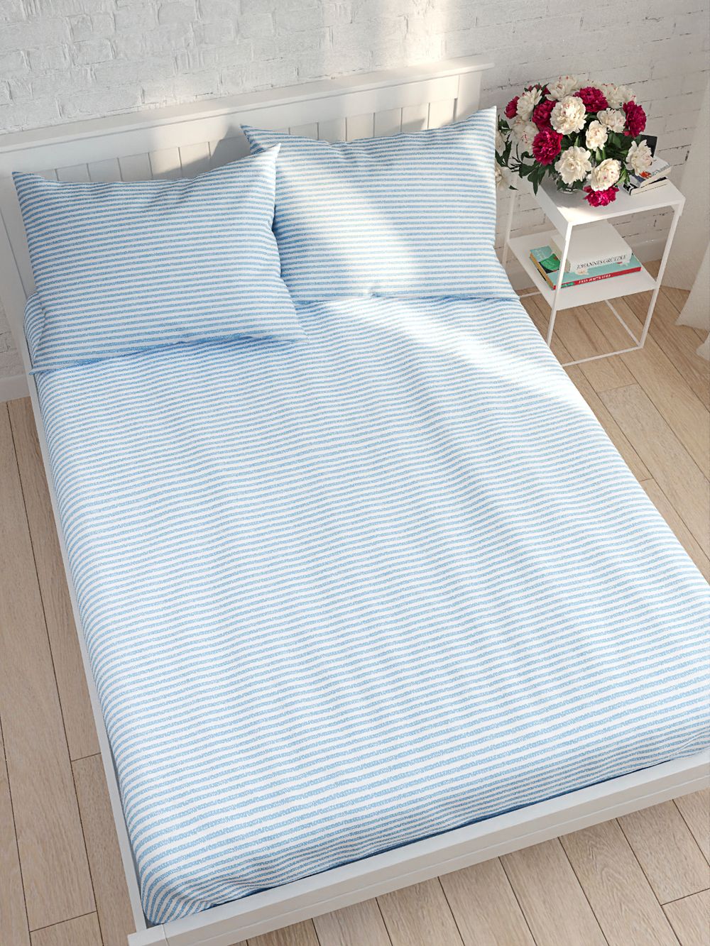 Простынь на резинке Сказка "Биг Бен полоска" 140х200 см, перкаль