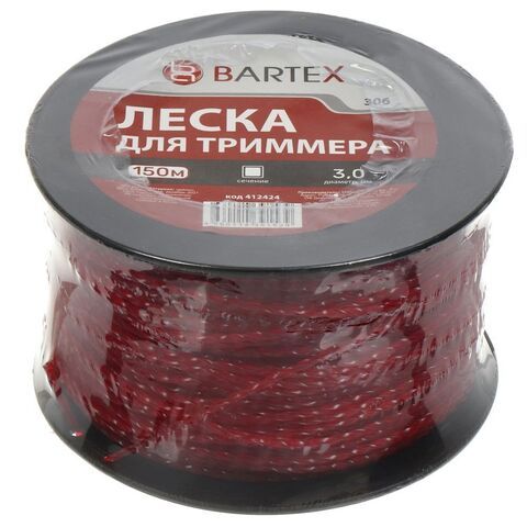 Леска для триммера 3.0 мм, 150 м, квадратная, Bartex