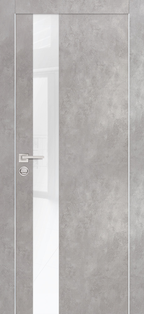 Дверь PX-10 AL кромка с 2-х ст. / Цвет Серый бетон / белоснежный лакобель / Двери PROFILO PORTE