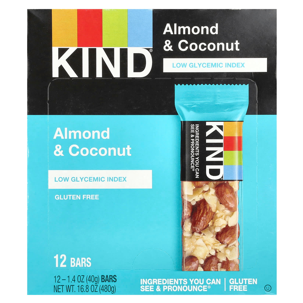 KIND Bars, Миндаль и кокос, 12 батончиков по 40 г (1,4 унции)