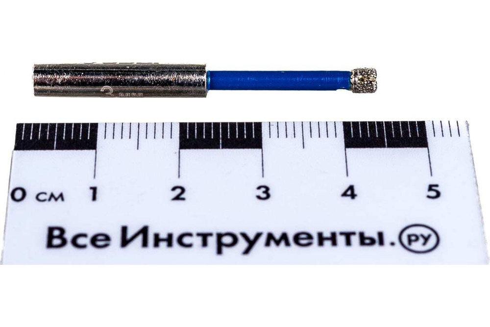 Алмазное трубчатое сверло по керамике и стеклу ЗУБР Профессионал Р60, трехгранный хвостовик, 3 мм, для дрели 29850-03