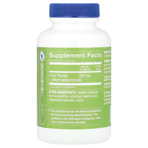 The Vitamin Shoppe, Дезодорированный чеснок, 500 мг, 100 капсул