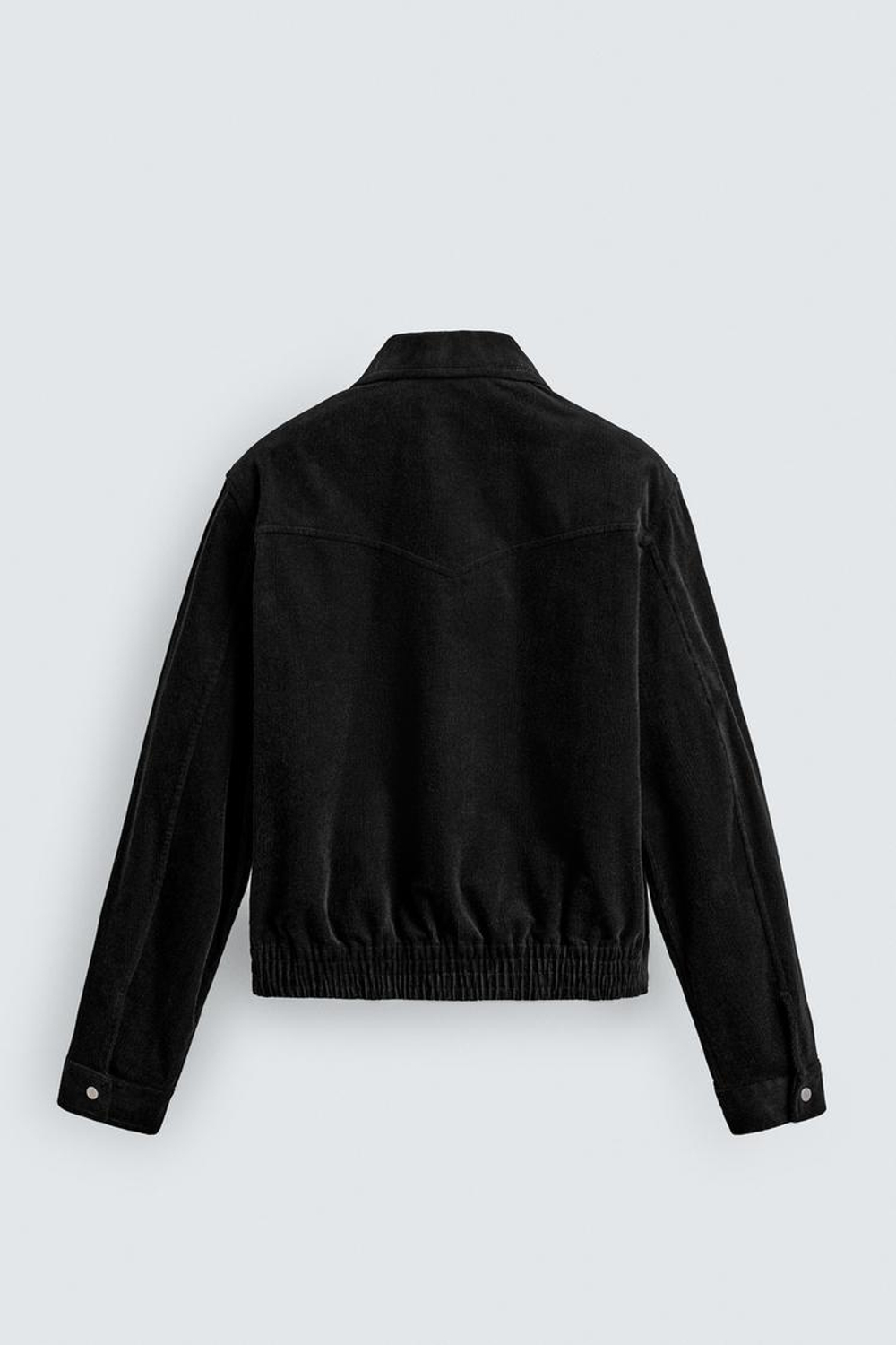 ZARA ВЕЛЬВЕТОВАЯ КУРТКА-РУБАШКА BOXY FIT, ЧЕРНЫЙ